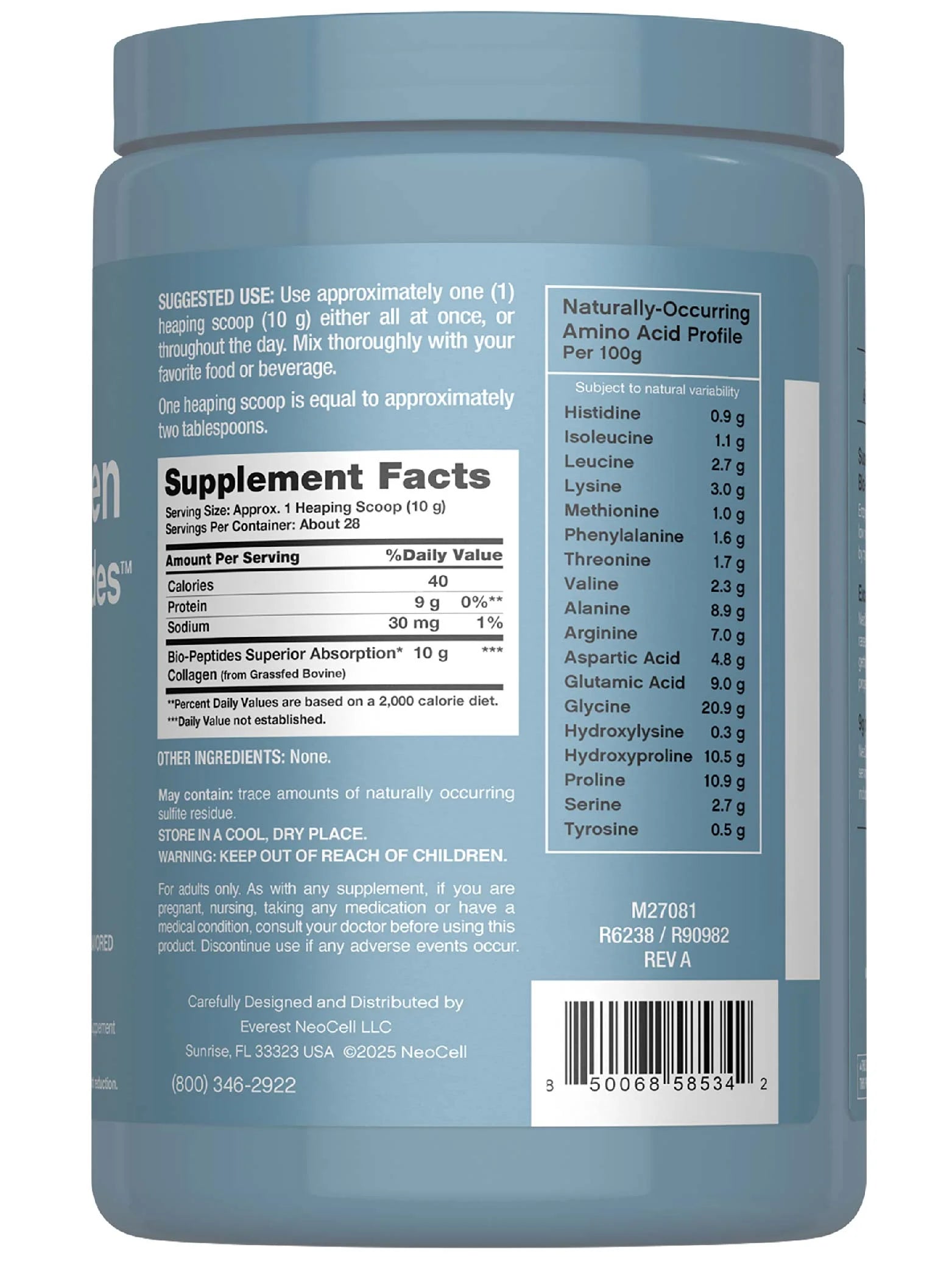 Collagen Bio-Peptides Powder | 10Oz | Super Hair, Skin, and Nails | Superior Absorption | Grassfed Protein Supplement | Advanced with 18 Essential Amino Acids